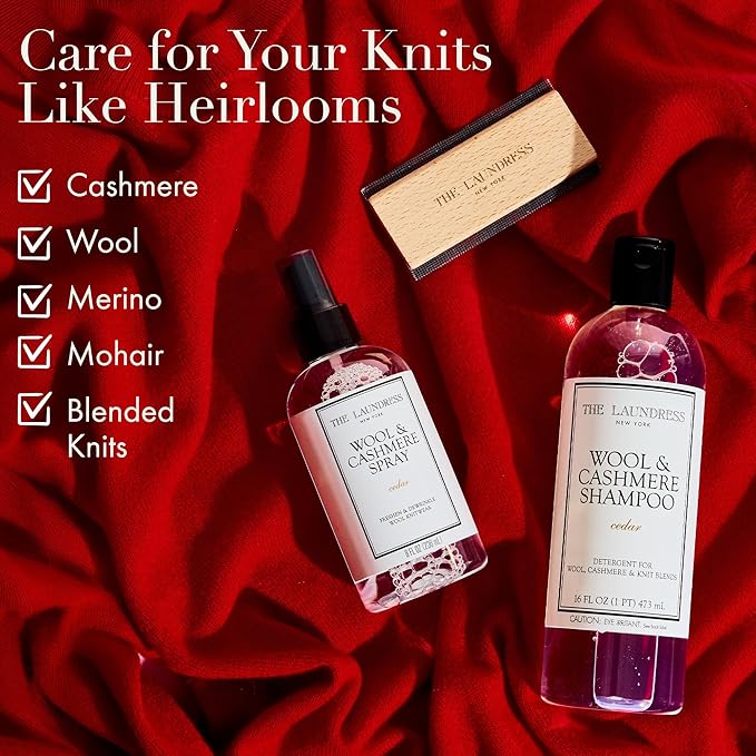 The Laundress Wool & Cashmere Shampoo, 31 Loads, Concentrated Liquid Laundry Detergent, Cedar Scent, Gentle Cold-Water Hand or Machine Wool Wash for Delicate Fabrics - Merino, Mohair & Knit Blends