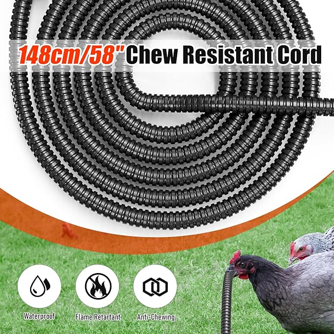 Chicken Water Heater for Winter,14" Heating Base for Metal/Plastic Chicken Waterer Poultry Founts Under 5 Gallon,48W Thermostat Chicken Coop Water Heater