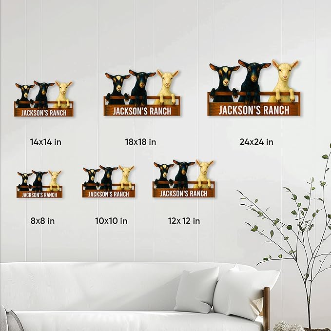 Personalized Goat Metal Sign, Custom Farm Animal Sign for Porch Fence Yard – Home Decor Gift for Goat Owner, Farmer, Homesteaders, Birthday or Housewarming Gift