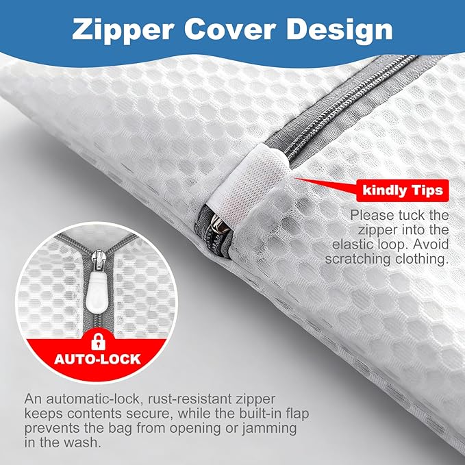 Laundry Bags for Delicates, Upgraded Honeycomb & Fine Mesh, Extra Durable with Sturdy Zippers, Protect Clothes in Washing Machine – Laundry Essentials for Home, College & Dorm, 12 x 16 Inch 4-Pack