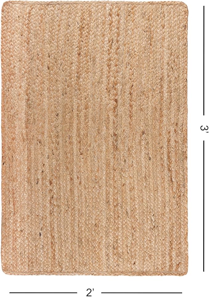 REDEARTH · Rectangular Area Rug - 2'x3' Braided Natural Jute - Artisan Made Boho Jute Rugs for Bedroom - Kitchen - Living Room - Farmhouse - Aesthetic Home Decor- Handmade Vintage Decor