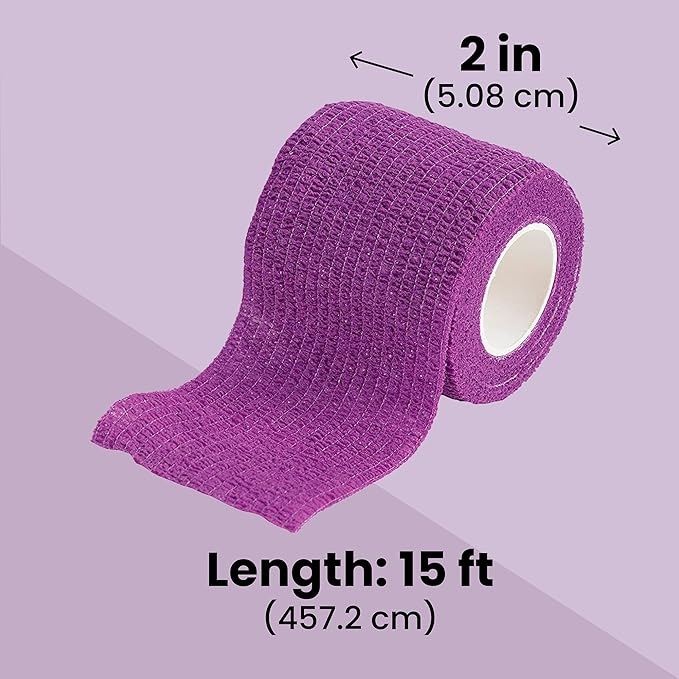 Juvale Self-Adherent Bandage Wrap - Grip Tape for Tattoo & Sport Tape - Vet Wrap & Wrist Support - 2 in x 5 yd, 24 Rolls, Multicolor