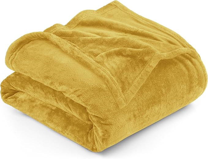 Utopia Bedding Fleece Blanket King Size Gold 300GSM Luxury Fuzzy Soft Anti-Static Microfiber Bed Blanket (90x102 Inch)