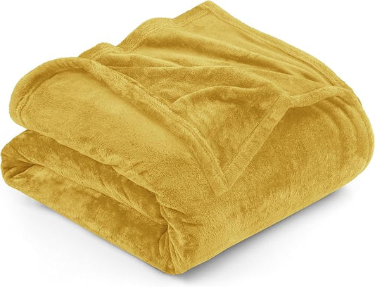 Utopia Bedding Fleece Blanket King Size Gold 300GSM Luxury Fuzzy Soft Anti-Static Microfiber Bed Blanket (90x102 Inch)