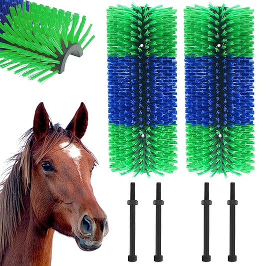 2 Pack Livestock Scratching Brush Horse Massage Grooming Brushes with 8 Screws for Goat,Cattle,Cow,Sheep, Horses,Pigs and Other Animal Back Scratching