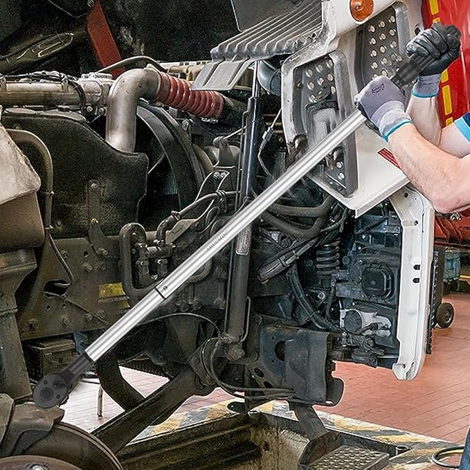 3/4-Inch Drive Click Torque Wrench, Dual-Scale Adjustable Torque Wrench Set with a Hex Key 100-600ft.lb / 135-815Nm