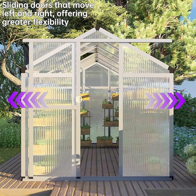 CQZY 6x8 FT Greenhouse for Outdoors,Walk-in Greenhouse for Outside,Silver