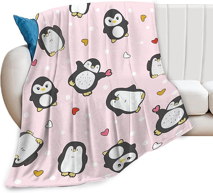 Penguin Blanket Penguins Throw Blanket Soft Warm Cozy Fuzzy Plush Penguin Throw Blanket Gifts for Girls Women Penguins Lightweight Fleece Flannel Gift Blankets for Kids Adults 60"X80"