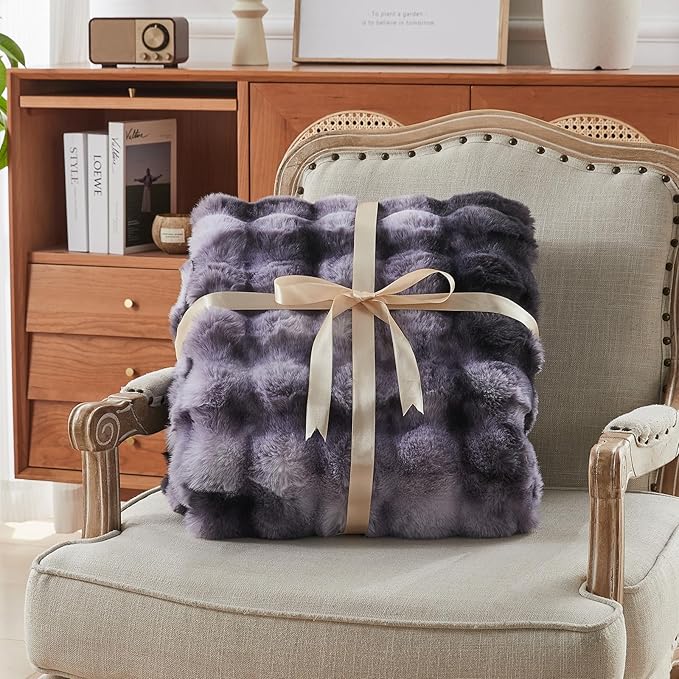 Faux Fur Twin Blanket for Couch, 1000 GSM Cozy Fuzzy Fluffy Soft Plush Thick Bubble Sherpa Blanket for Sofa Bedroom Living Room, Mothers Day Birthday Gifts for Women Home Decor