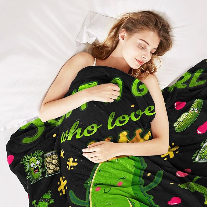Pickle Blanket Pickle Gifts for Pickle Lovers Pickle Throw Blanket Pickle Bedding Decor Stuff Gifts for Girls Women 50"x40"
