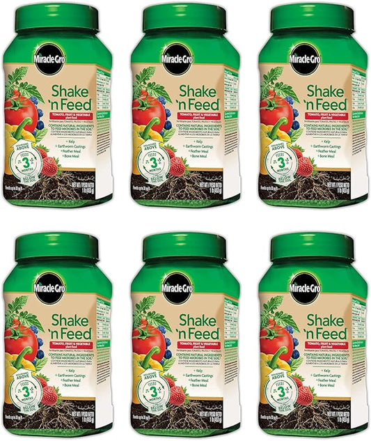 Miracle-Gro Shake 'N Feed Tomato, Fruit & Vegetable Plant Food, Plant Fertilizer, 1 lb. (6-Pack)
