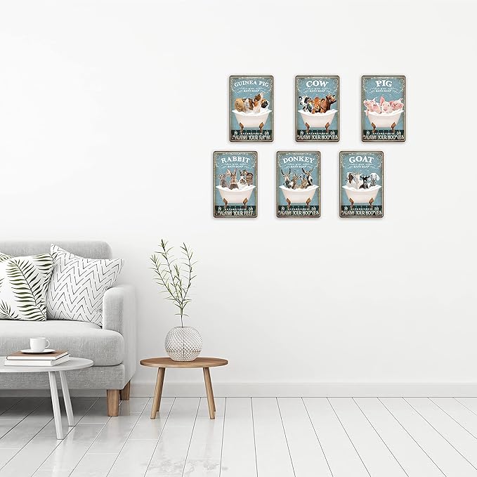 Fun Rabbit Bathtub Decor - Rabbit Lovers Accessory - Farm Decor Sign, 8x12 Inch