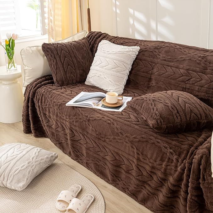 YUSOKI Sherpa Throw Blanket(Without Pillows)-3D Stylish Design Super Soft Cozy Blanket Thick Plush Fluffy Blankets for Teen Girls Women Couch Bed Sofa Chair Men Boys Gift(Brown,50"x65")
