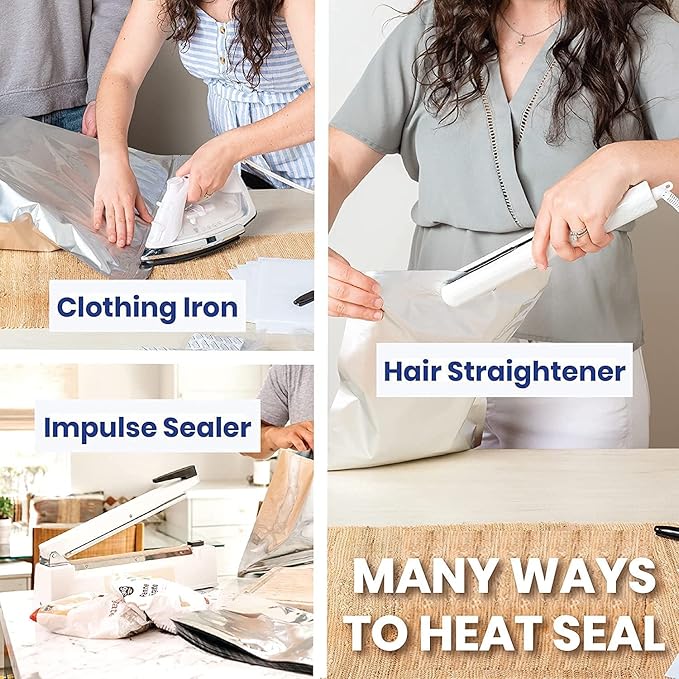 Wallaby 75 Count 1-Gallon Mylar Bags with 400cc Oxygen Absorbers, 10 Mil Total Thickness Long-Term Food Storage Pouches, 10x14 Heat-Sealable Airtight Packaging - Matte Black