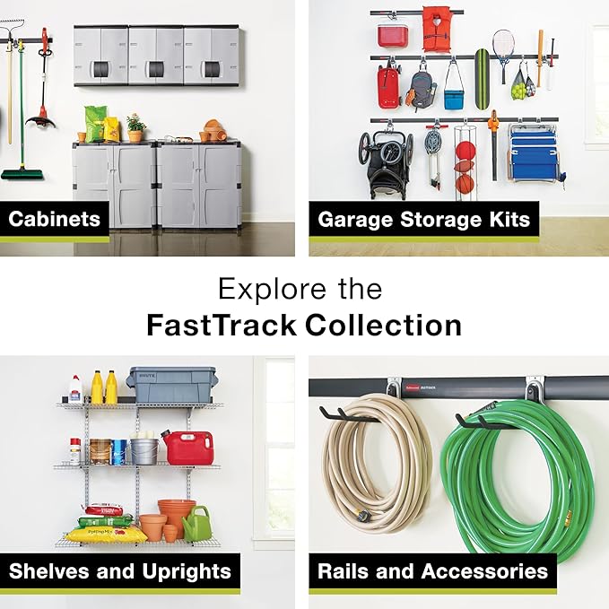 Rubbermaid Fasttrack Rail Storage 36"x12" 3-Shelf Kit, 350 lbs. Per Shelf, for Home/Garage/Shed/Workshop Organization