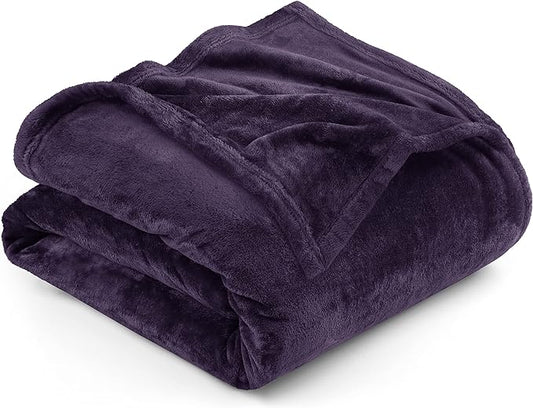 Utopia Bedding Fleece Blanket Queen Size Purple 300GSM Luxury Anti-Static Fuzzy Soft Microfiber Bed Blanket (90x90 Inch)