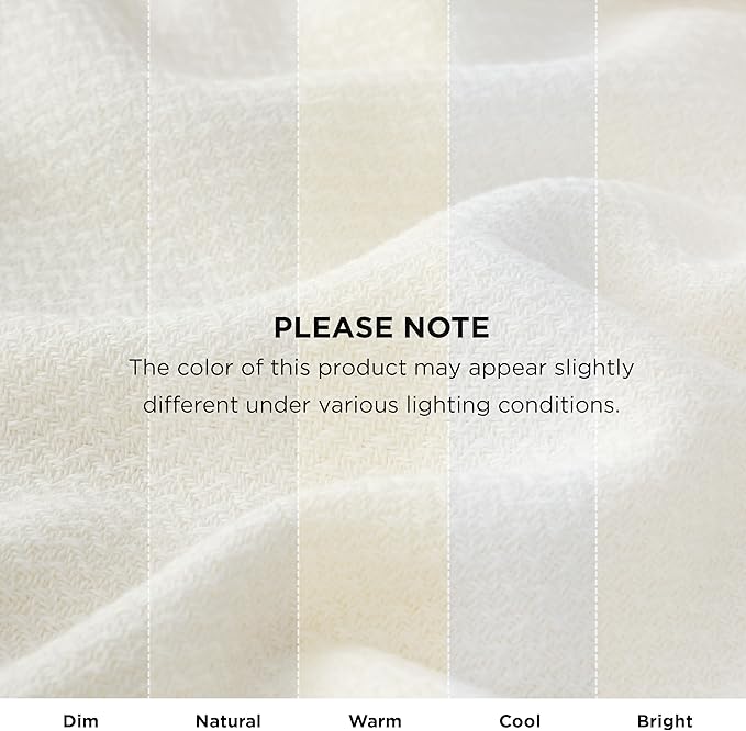 Bedsure GentleSoft 100% Cotton Blanket Queen Size for Bed - Breathable and Lightweight, Soft Cozy Textured Herringbone Woven Blanket for Summer, Ivory, 90x90 inches