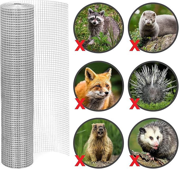 1/2 inch Hardware Cloth 36 inch x 50 Foot,Hot-Dipped Galvanized After Welding, Wire Screen Mesh Roll Chicken Wire Fence Roll Gopher Wire Mesh Tree Guard Wire Mesh Roll