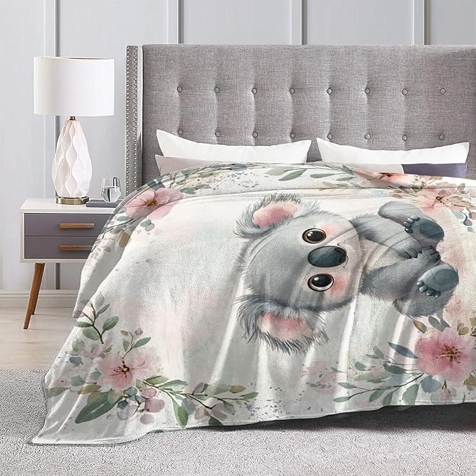 Koala Blanket Soft Cute Kawaii Plush Throw Blanket Cozy Warm Animal Flannel Fleece Bedding Stuff Decor Gifts for Lover Girls Boys Kids Adults Women Bed Travel 40"x50"
