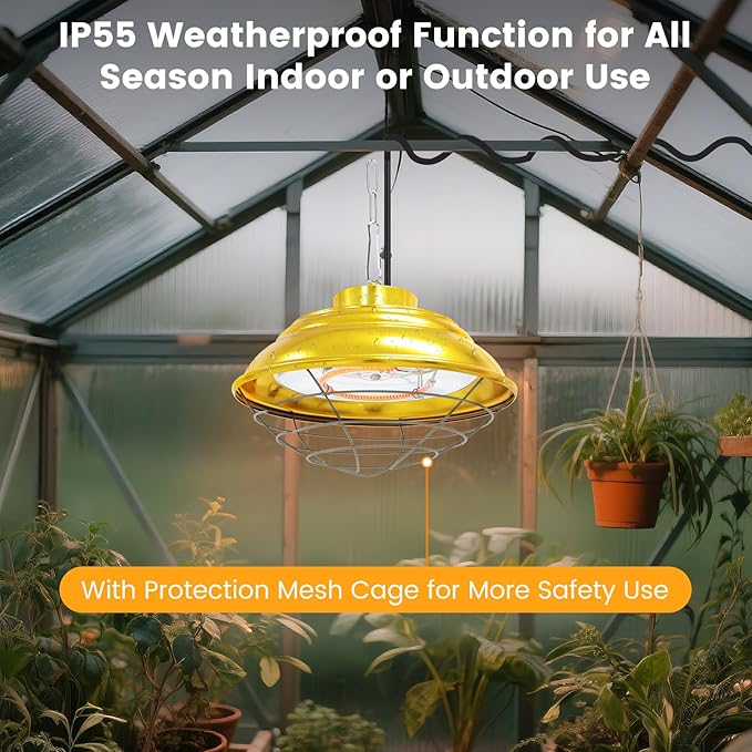 Large Hanging Chicken Coop Heater, 600W 2 Heating Levels Premium Waterproof Large Range Heaters for Cattle, Horses, Donkeys, Poultry, Greenhouse Plant