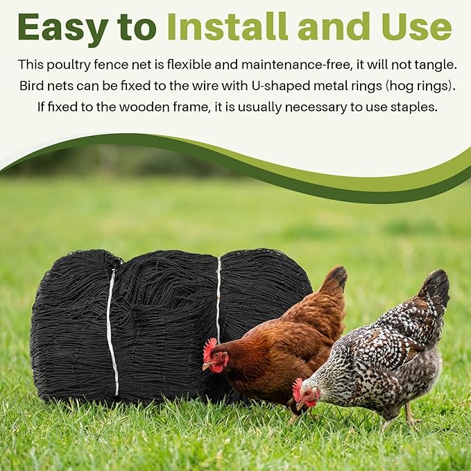 25 x 25 ft Aviary Bird Netting Commercial Grade Heavy Duty Knotted 2 inch Mesh for Chicken Netting Poultry Net Aviary Gamefowl Garden Blueberries Fruit Trees