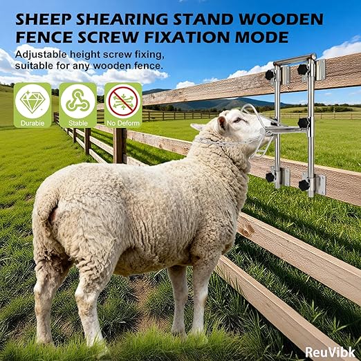 Sturdy Goat Sheep Stand, Livestock Trimming Stand Adjustable Height 304 Stainless Steel Shearing Stand Portable Sheep Head Fixture, for Goat/Sheep Milking, Shearing & Trimming Stands