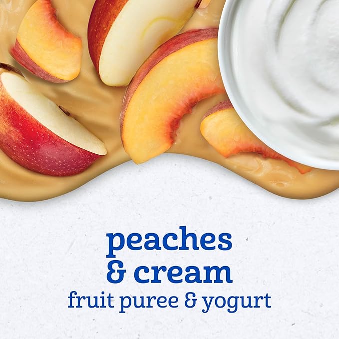 Gerber Baby Food Pouches, Toddler 12+ Months, Fruit & Yogurt Peaches & Cream, 3.5 Ounce (Pack of 12)