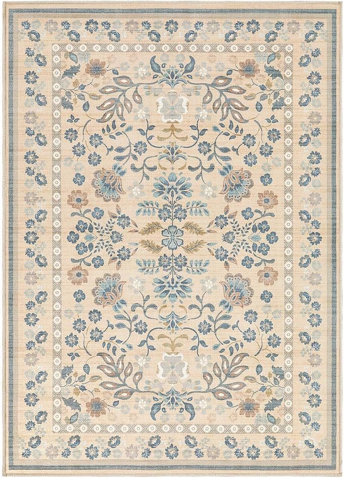 Door Mat Entrance Rug: 2x3 Washable Area Rug Boho Floral Small Rug - Non-Slip Low Pile Throw Indoor Carpet for Entryway Kitchen Front Door Bathroom Entry Kids Room - Multi Color