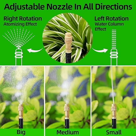 40 Ft Drip Irrigation System-Garden Drip Irrigation Kit with 13 pcs 360°Adjustable Copper Nozzles Automatic Atomizing Watering Irrigation System for Garden, Lawn, Greenhouse, Potted, 5/16 Inch Hose