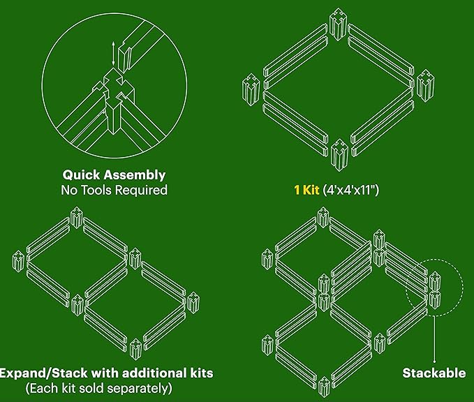 Cedar Raised Garden Bed, 4ft x4ft, 12-inch Height, Drainage, Heavy Duty, Wooden