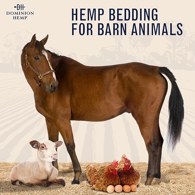 Premium Hemp Bedding for Chicken Coops 2 Cubic Feet (57L) - USA-Grown & Processed - Nesting Boxes for Chickens, Rabbits, Guinea Pigs, Hamsters, Reptiles, and Brooders - 6.6 lb. - 1 Pack