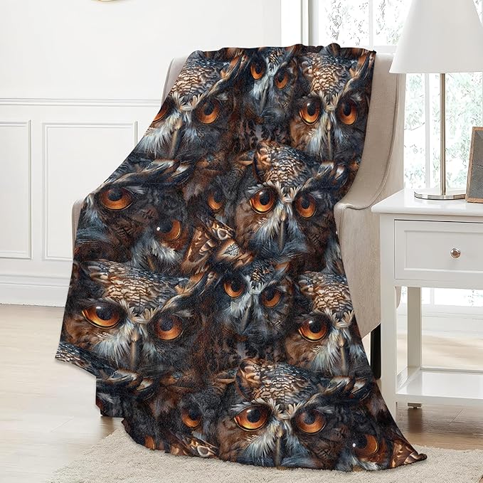Owl Throw Blanket Gifts for Women, Soft Fuzzy Warm Cozy Flannel Blankets for Bedroom, Travel, Couch, Home Decor 40x50 in