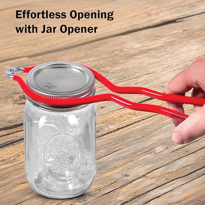 Ball Regular Mouth Mason Jars 32 oz. (4 Pack) - Quart Size Jars with Airtight Lids and Bands for Canning, Fermenting, Pickling, Meal Prep or DIY Decors and Projects Bundled with Peaknip Jar Opener