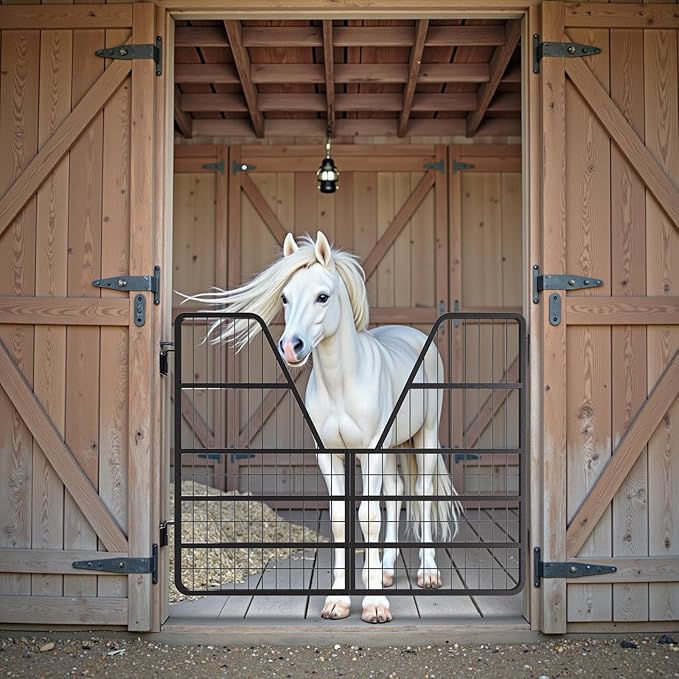 52" W×42" H Stall Guards for Horses, Horse Stall Gates, Heavy Duty Steel Yoke Design Fits Standard Barn Doorways