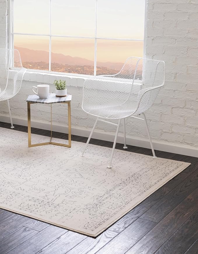 Unique Loom Isabella Collection Area Rug - Adjani (3' 3" x 5' 3" Rectangle, White/ Blue)