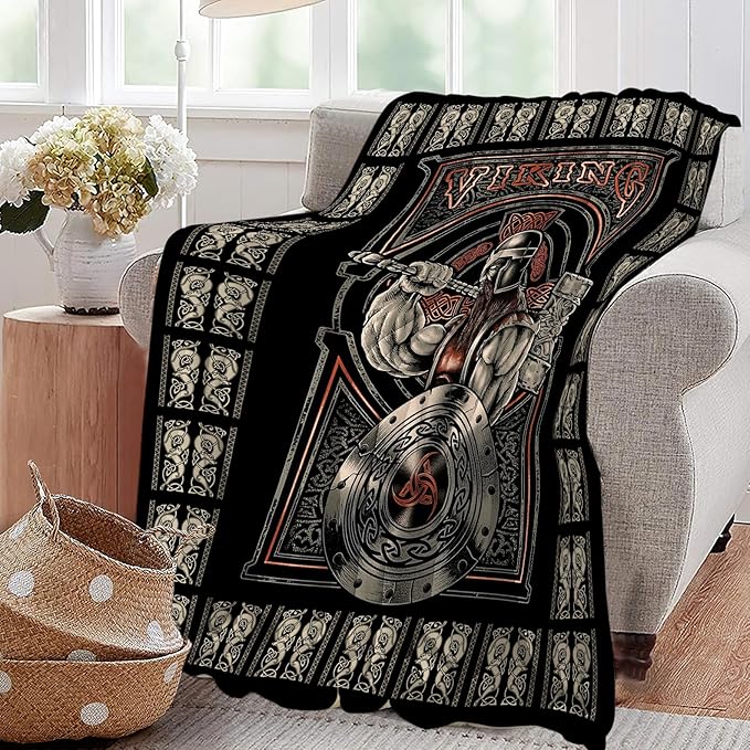 Viking Blanket Viking Decor Throw Blanket Super Warm Soft Plush Lightweight Fleece Flannel Warrior Gifts for Men Boys Girls Women Kids for Winter Bed Couch Bed 50"X60"