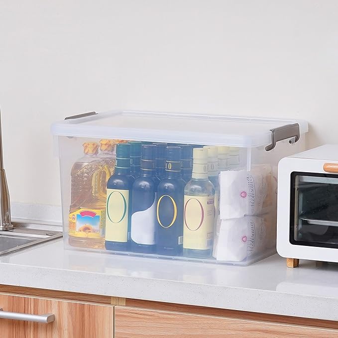 Citylife 48 Qt. Plastic Storage Bins with Lids Large Stackable Storage Containers for Organizing Clear Durable Storage Box, 4 Packs
