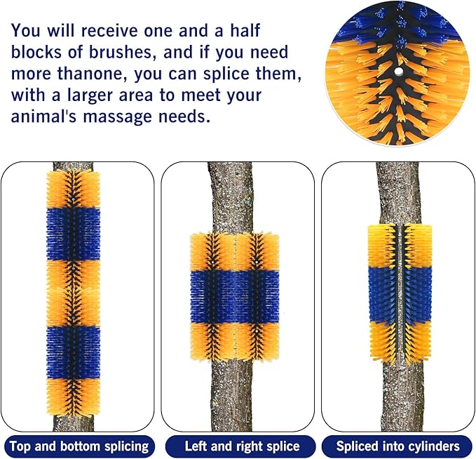 Livestock Scratching Brush Goat Scratcher Full Massage Grooming Brush with 4 Screws for Cattle, Sheep, Horses, Pigs