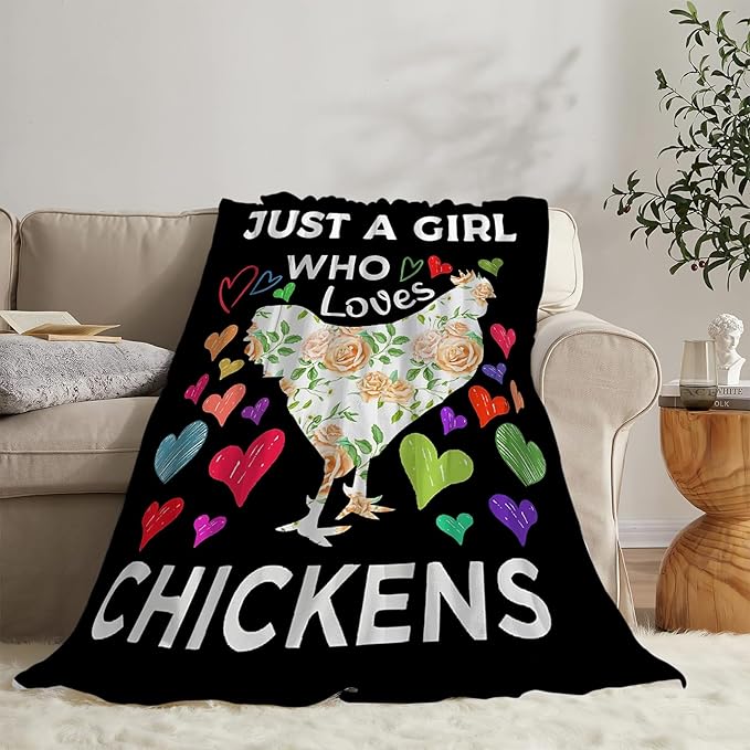 Chicken Cozy Soft Gifts for Lovers - Warm Plush Fluffy Throw Blanket - Lightweight Rooster Fleece Flannel - 60"x50"