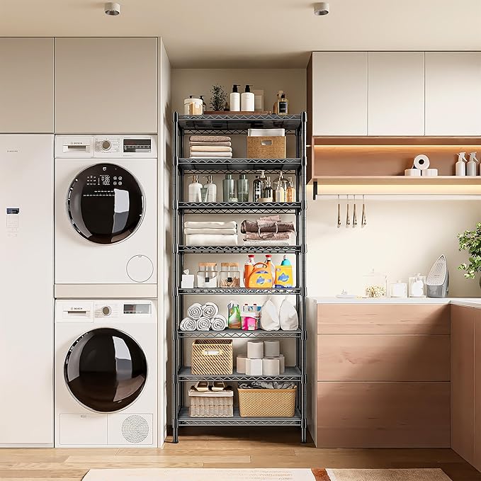 8 Tier Wire Shelving Rack Storage Shelves Loads1200LBS,Adjustable Metal Shelving Unit and Metal Shelf Pantry Shelves Industrial Shelving for Commercial Kitchen Office 72H X 13.8D X 23.6W