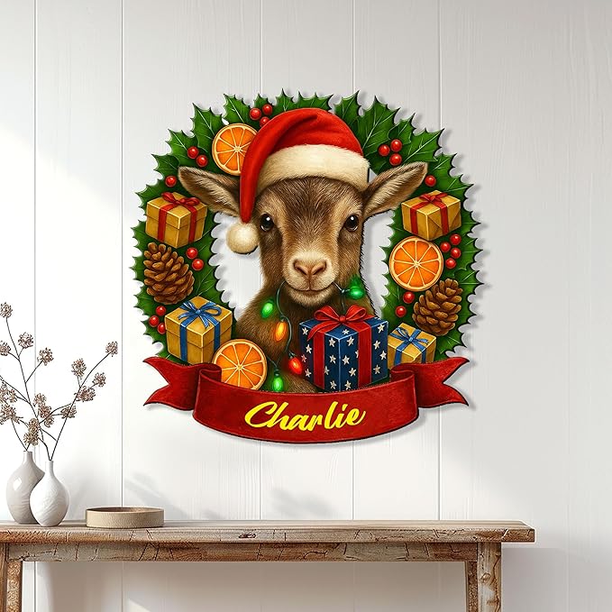Custom Goat Metal Sign – Personalized Name Wall Decor for Porch, Yard Barn, Farmhouse, or Living Room – Unique Gift for Mom, Daughter, Farmer, or Goat Lover on Birthday or Housewarming
