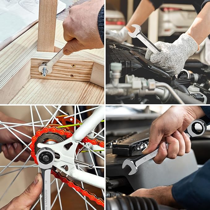 Egofine Wrench Set, 6 mm - 24 mm Metric Ratcheting Wrench Set 18pc, 72 Teeth Combination Wrenches Set, Chrome Vanadium Steel with a Roll Up Storage Bag