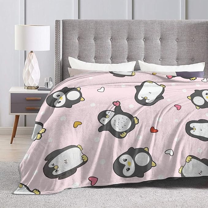 Penguin Blanket Penguins Throw Blanket Soft Warm Cozy Fuzzy Plush Penguin Throw Blanket Gifts for Girls Women Penguins Lightweight Fleece Flannel Gift Blankets for Kids Adults 60"X80"