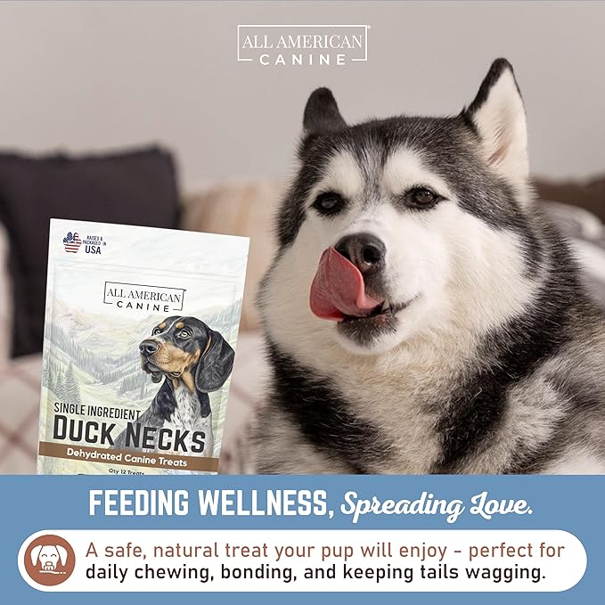 50 Natural Duck Neck Dog Treats – Single Ingredient, Dehydrated & Chewy – Low-Fat, High-Protein Training Reward – Made in USA
