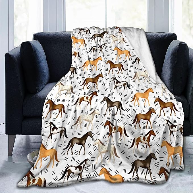 Horse Blanket Horse Gifts for Girls Boys Soft Throw Blanket Fleece Comfy Plush Flannel Travel for Outdoor Couch Sofa Birthday for Women Men Kids