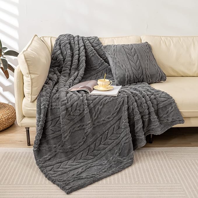 YUSOKI Sherpa Twin XL Blanket-3D Stylish Design Super Soft Fuzzy Cozy Warm Blanket Thick Plush Fluffy Furry Blankets for Teen Girls Women Couch Bed Sofa Chair Men Boys Gift(Grey,65"x90")