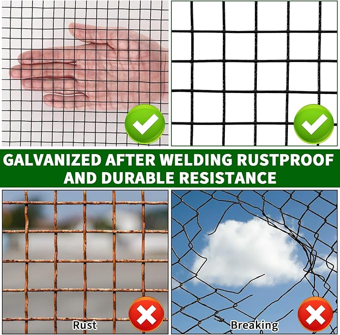 1/2 Inch 19 Gauge Hardware Cloth 48x100 Ft–Black Vinyl Coated Galvanized Mesh | Black Chicken Wire, Poultry Netting, Garden Fencing, Rat Wire & Tree Protection