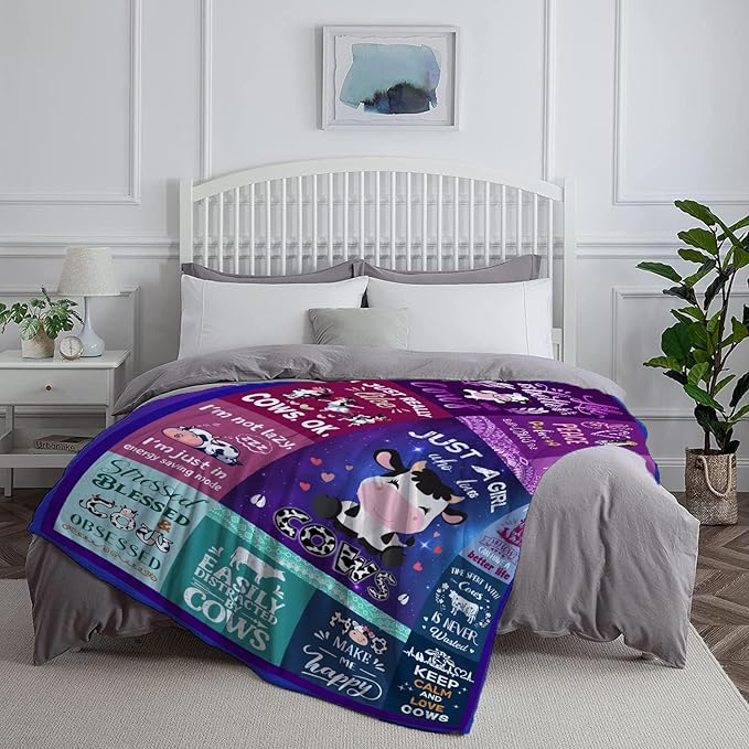 Cow Blanket Gifts for Women Girls Kids, Animal Cow Throw Blanket, Cows Lovers Birthday Gifts Stuff Decoration Blanket 50" x 40"