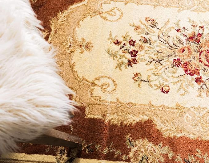 Unique Loom Versailles Collection Traditional Classic Floral Motif Area Rug (3' 3 x 5' 3 Rectangular, Terracotta/ Ivory)