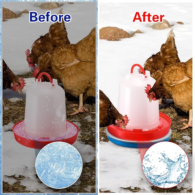 2 Pack Chicken Water Heater Poultry Water Heater Base 110v Heated Pad Deicer Heated Base Poultry Founts Chicken Coop Accessories with 59 Inch Cord for Winter Farm (10 Inch)